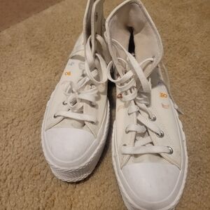 Converse White High-Top Sneakers with Small Lavender Accents